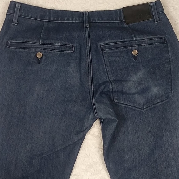 Mondo DiMarco Blue Dark Medium Wash Mid Rise Zip Up Straight Leg Denim Jean - Picture 11 of 15